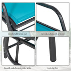 Porch Glider Set of 2, Metal Frame Swing Glider Chairs with Breathable Mesh Fabric, Curved Armrests and Steel Frame