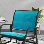Porch Glider Set of 2, Metal Frame Swing Glider Chairs with Breathable Mesh Fabric, Curved Armrests and Steel Frame