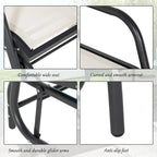 Porch Glider Set of 2, Metal Frame Swing Glider Chairs with Breathable Mesh Fabric, Curved Armrests and Steel Frame