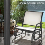 Porch Glider Set of 2, Metal Frame Swing Glider Chairs with Breathable Mesh Fabric, Curved Armrests and Steel Frame