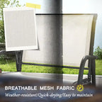 Porch Glider Set of 2, Metal Frame Swing Glider Chairs with Breathable Mesh Fabric, Curved Armrests and Steel Frame