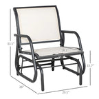Porch Glider Set of 2, Metal Frame Swing Glider Chairs with Breathable Mesh Fabric, Curved Armrests and Steel Frame