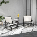 Porch Glider Set of 2, Metal Frame Swing Glider Chairs with Breathable Mesh Fabric, Curved Armrests and Steel Frame