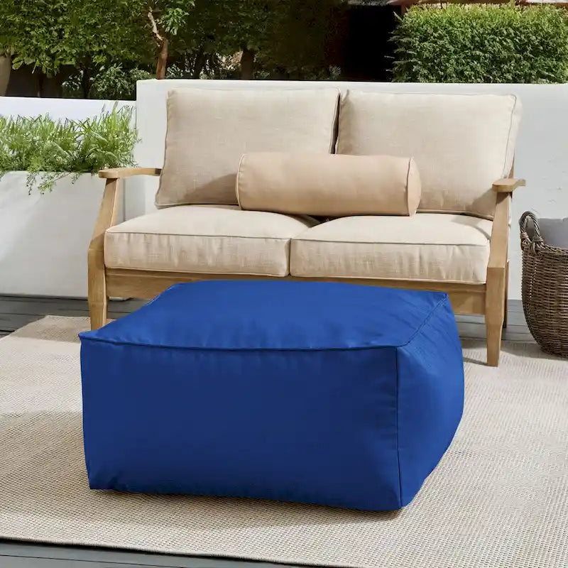 Sorra Home Sunbrella Outdoor Corded Solid Bean Pouf