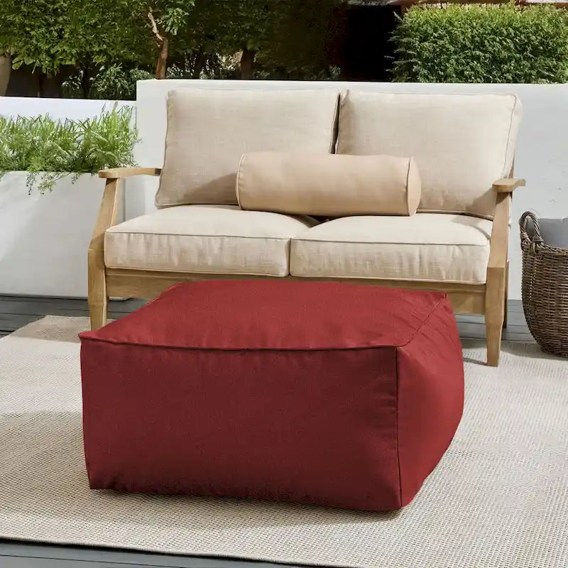Sorra Home Sunbrella Outdoor Corded Solid Bean Pouf