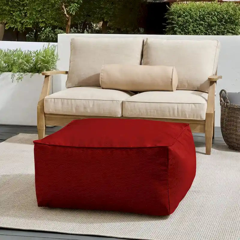 Sorra Home Sunbrella Outdoor Corded Solid Bean Pouf