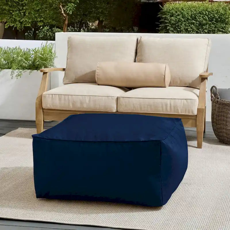 Sorra Home Sunbrella Outdoor Corded Solid Bean Pouf