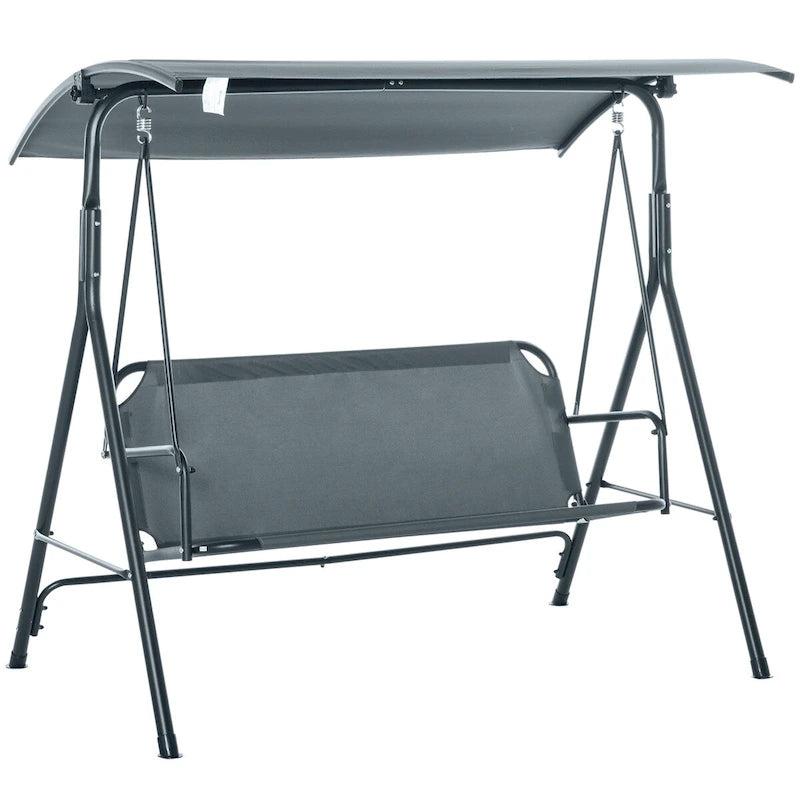 3-Seat Outdoor Patio Swing Chair with Adjustble Canopy