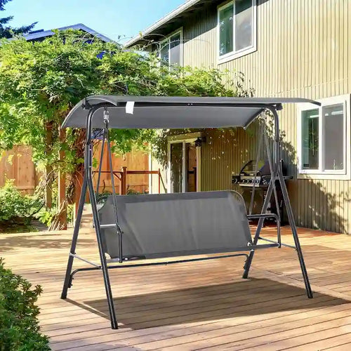 3-Seat Outdoor Patio Swing Chair with Adjustble Canopy