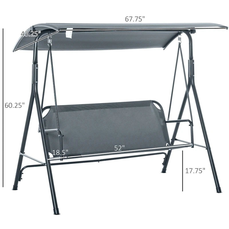 Outsunny Porch Swing w/Stand,Outdoor Swing with Adjustable Tilt Canop
