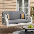 PE Wicker 2-Seater Porch Swing, Patio Hanging Bench With Chains