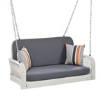 PE Wicker 2-Seater Porch Swing, Patio Hanging Bench With Chains
