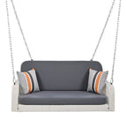 PE Wicker 2-Seater Porch Swing, Patio Hanging Bench With Chains