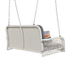 PE Wicker 2-Seater Porch Swing, Patio Hanging Bench With Chains
