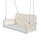PE Wicker 2-Seater Porch Swing, Patio Hanging Bench With Chains