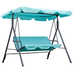 Outdoor 3-Person Swing with Stand with Adjustable Tilt Canopy and Swing Bench-Style Seat