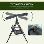 Outdoor 3-Person Swing with Stand with Adjustable Tilt Canopy and Swing Bench-Style Seat
