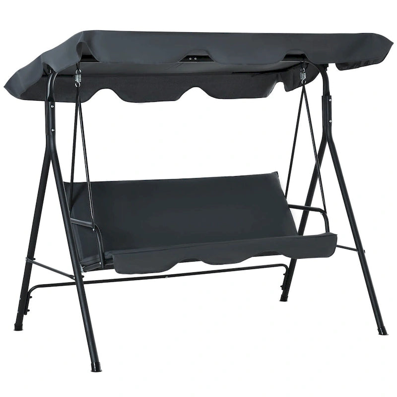 Outdoor 3-Person Swing with Stand with Adjustable Tilt Canopy and Swing Bench-Style Seat