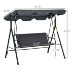 Outdoor 3-Person Swing with Stand with Adjustable Tilt Canopy and Swing Bench-Style Seat