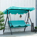 Outdoor 3-Person Swing with Stand with Adjustable Tilt Canopy and Swing Bench-Style Seat