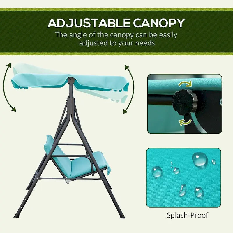 Outdoor 3-Person Swing with Stand with Adjustable Tilt Canopy and Swing Bench-Style Seat
