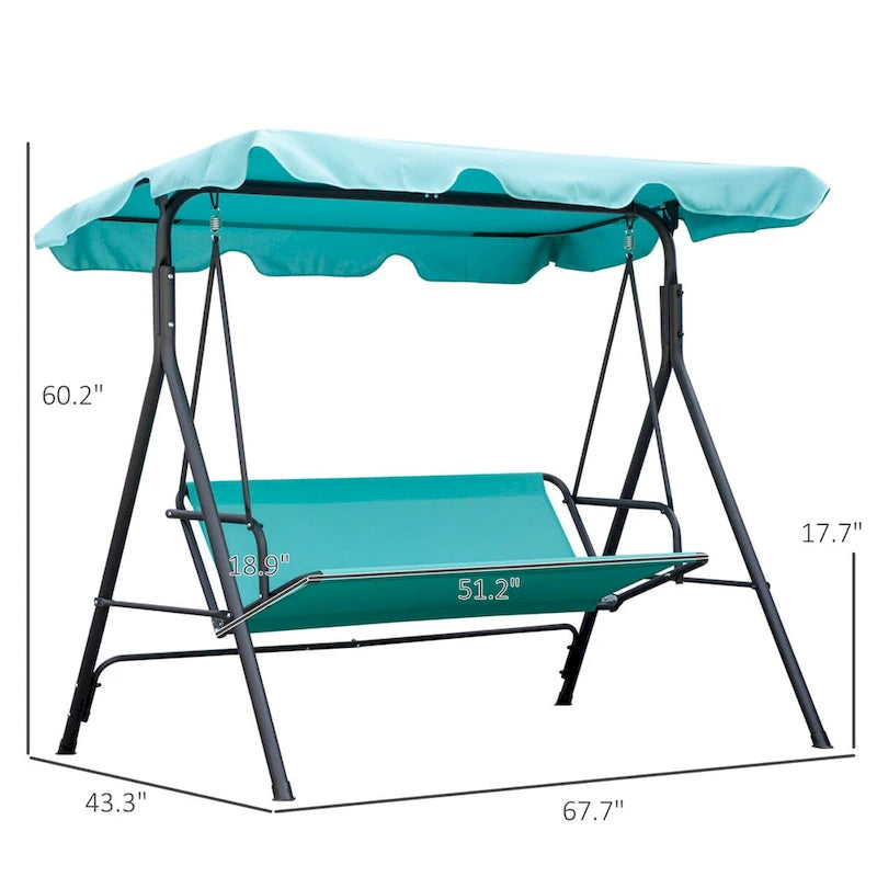 Outdoor 3-Person Swing with Stand with Adjustable Tilt Canopy and Swing Bench-Style Seat