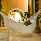 Novica Handmade Ivory Cascade Cotton Rope Hammock (Double)
