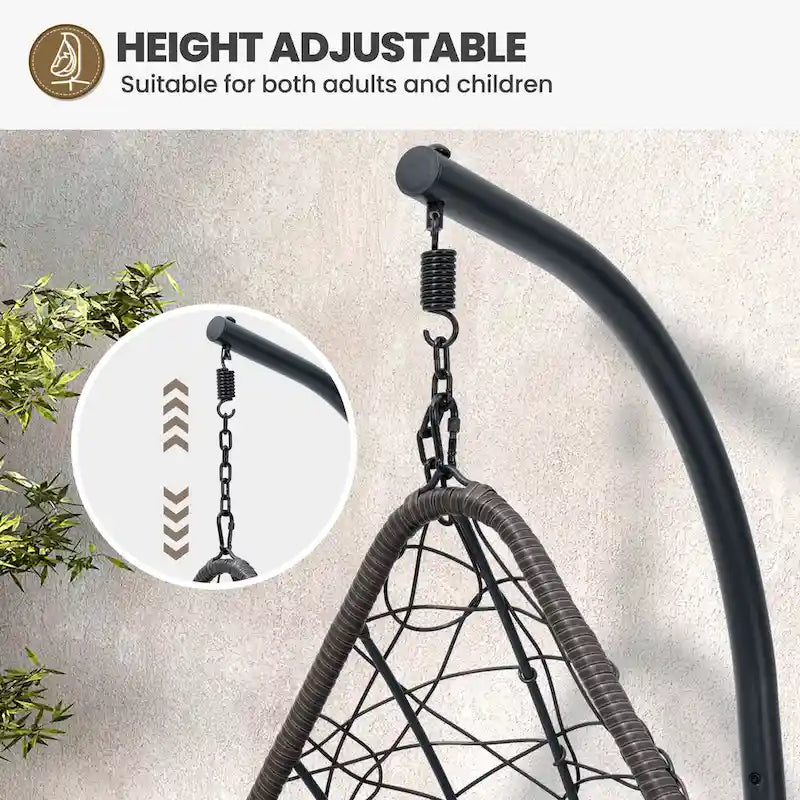 Outdoor Indoor Wicker Hanging Egg Chair Swing Hammock Basket Chair with Stand