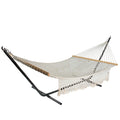 74 White Lattice Macrame Rope Hammock with Wooden Bars - 76