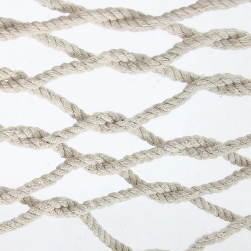 74 White Lattice Macrame Rope Hammock with Wooden Bars - 76