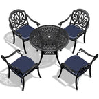 5-Pieces Aluminum Patio Set , 4 x Armchairs with Cushions In Random Colors with 1 With Umbrella Hole Table