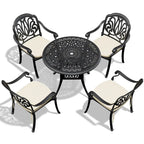 5-Pieces Aluminum Patio Set , 4 x Armchairs with Cushions In Random Colors with 1 With Umbrella Hole Table