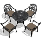 5-Pieces Aluminum Patio Set , 4 x Armchairs with Cushions In Random Colors with 1 With Umbrella Hole Table