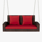 50 W Outdoor Patio 2-Person Wicker Porch Swing