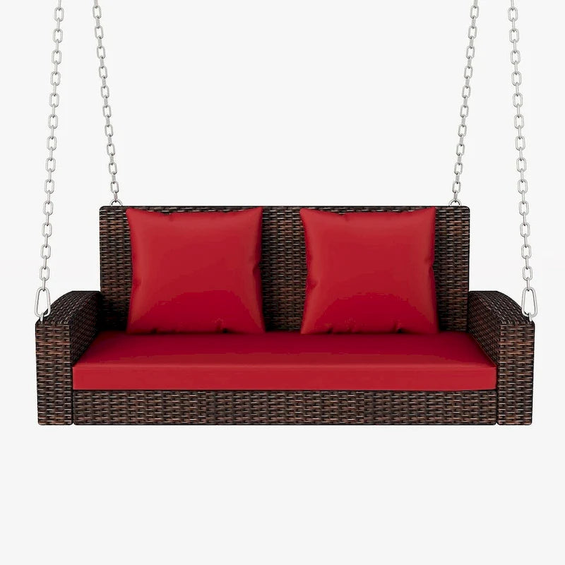 50 W Outdoor Patio 2-Person Wicker Porch Swing