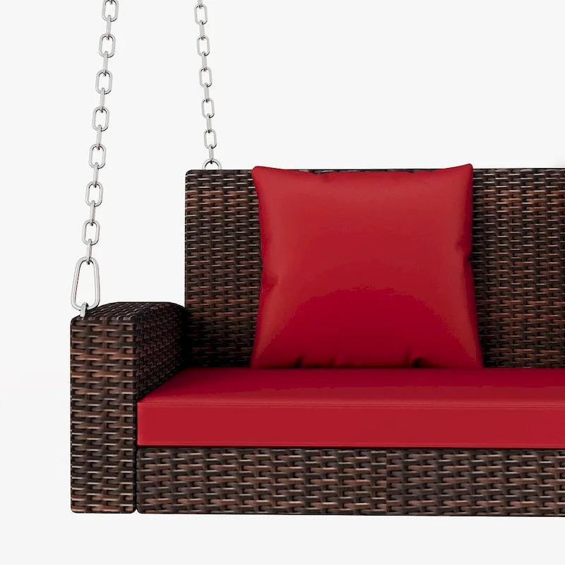 50 W Outdoor Patio 2-Person Wicker Porch Swing