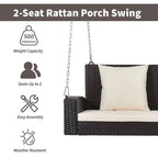 50 W Outdoor Patio 2-Person Wicker Porch Swing