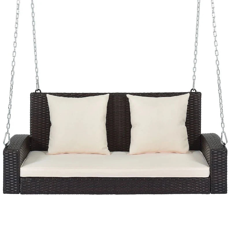 50 W Outdoor Patio 2-Person Wicker Porch Swing