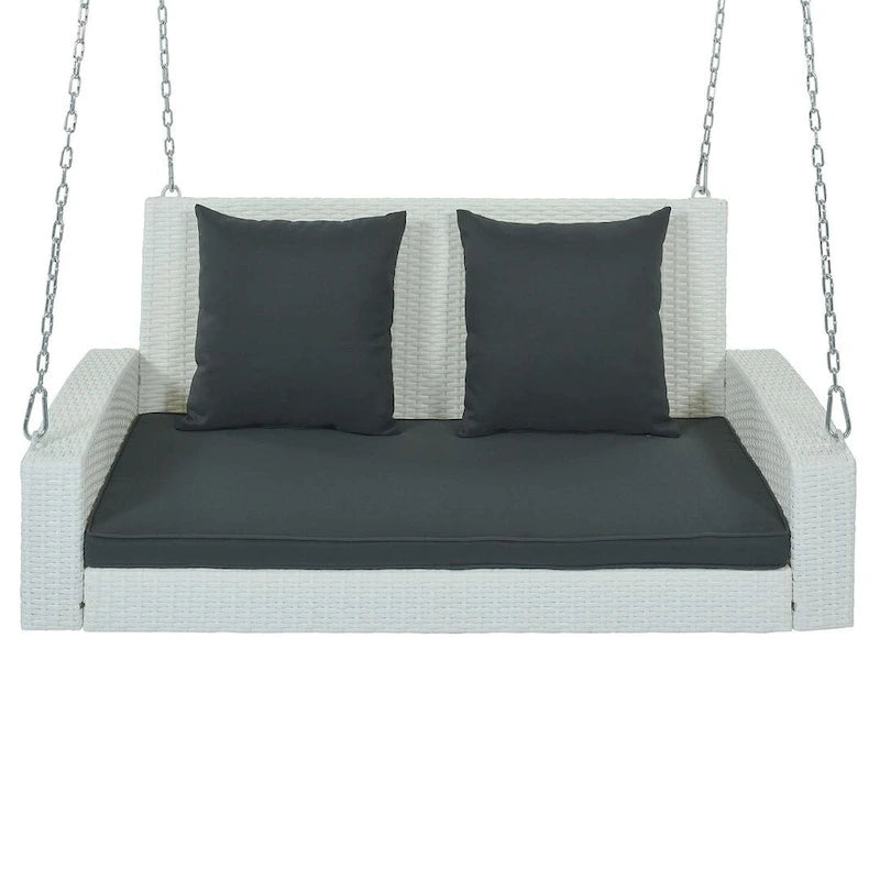 50 W Outdoor Patio 2-Person Wicker Porch Swing