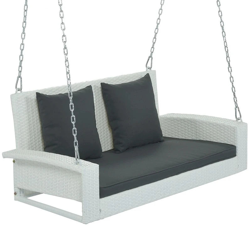 50 W Outdoor Patio 2-Person Wicker Porch Swing