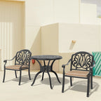 3/5-Piece Cast Aluminum Outdoor Dining Set with 31.5 in. Round Table and Random Color Seat Cushions