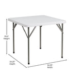 2.85-Foot Square Plastic Folding Table - Event Folding Table - 34.25D x 34.25W x 29.5H
