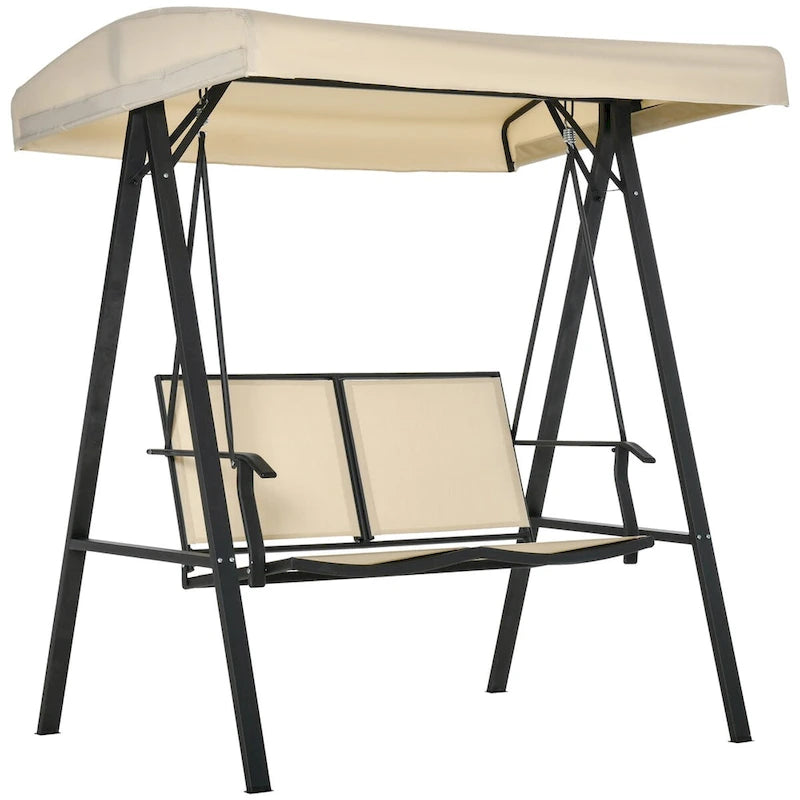 Outdoor 2-Person Patio Swings with Canopy,Breathable Mesh Seats and Steel Frame