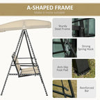 Outdoor 2-Person Patio Swings with Canopy,Breathable Mesh Seats and Steel Frame