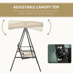 Outdoor 2-Person Patio Swings with Canopy,Breathable Mesh Seats and Steel Frame