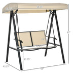 Outdoor 2-Person Patio Swings with Canopy,Breathable Mesh Seats and Steel Frame