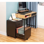 JJS 3 Drawer Rolling File Cabinet Wooden Storage with Lock & Wheels