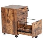 JJS 3 Drawer Rolling File Cabinet Wooden Storage with Lock & Wheels