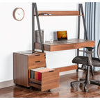 JJS 3 Drawer Rolling File Cabinet Wooden Storage with Lock & Wheels