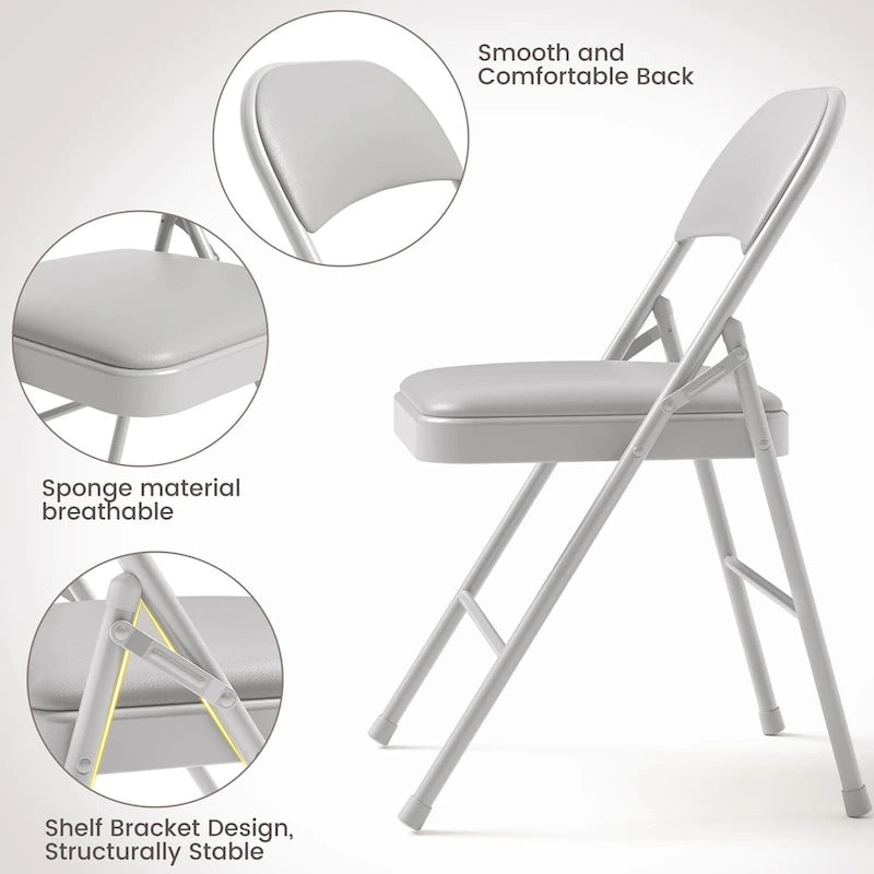 Folding Chairs 2/4 Pack With Padded Cushion and Back